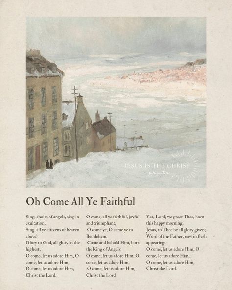 Oh Come All Ye Faithful - Jesus is the Christ Prints Christmas Hymn Wall Art, Vintage Nativity Scene Antique Christmas, Christmas Christian Art, Hymn Artwork, Christian Christmas Art, Oh Come All Ye Faithful, Christmas Hymns, Advent Art, Biblical Christmas