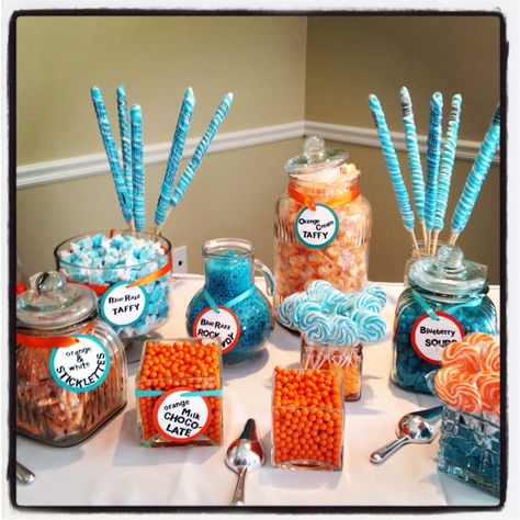 I'm obsessed with the Candy Bar & totally want it for little man's shower! Blippi Candy Table, Finding Nemo Birthday Cake, Blippi Party, Dory Birthday Party, Dory Birthday, Fish Party, Peanuts Birthday, Nerf Birthday Party, 2nd Birthday Party For Boys