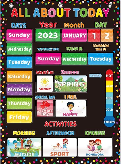 All About Today Pocket Chart Weather Calendar Daily Activities Chart Wall Chart Circle Time Center Bulletin Board for Daily in Learning Weather and Seasons... All About Today Chart For Preschool, Seasons For Preschool, Circle Time Board, Time Centers, Weather Calendar, Learning Weather, Class Jobs, About Today, Weather Seasons