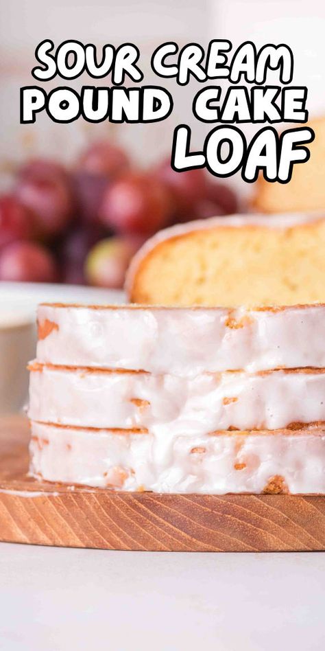 Pound cake loaf with sour cream recipe Sour Cream Pound Cake Loaf, Pound Cake Loaf, Fruit And Whipped Cream, Crumb Cakes, Italian Cream Soda, Cake Loaf, Sweet Glaze, Sour Cream Pound Cake, Cinnamon Roll Cake