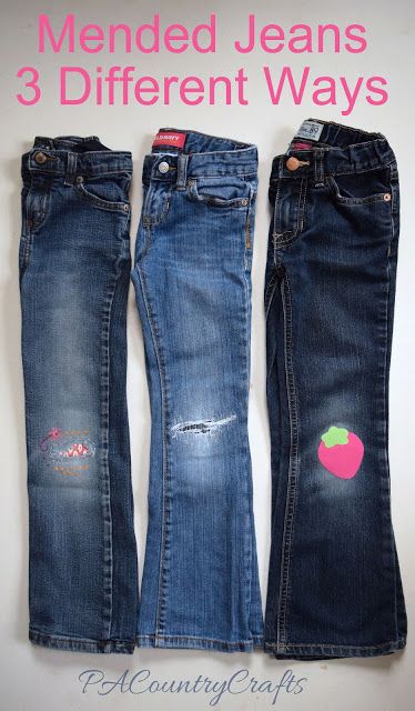 Mend Holes in Jeans 3 Different Ways Embroidery With Fabric, Mend Holes, Jean Mending, Holes In Jeans, How To Patch Jeans, Refashion Jeans, Refashioned Clothing, Patch Hole, Machine Stitching