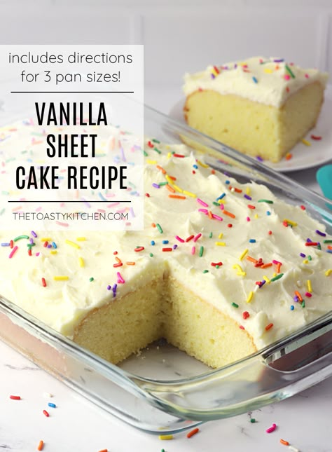 Easy One Pan Cake Recipes, 13 By 9 Cake, Vanilla Bean Sheet Cake, 1 Layer Vanilla Cake Recipe, Sheet Pan Vanilla Cake Recipes, Rich Vanilla Cake Recipe, Large Vanilla Cake Recipe, Vanilla Sheet Cake Recipe Pioneer Woman, Sheet Cakes For Weddings Reception