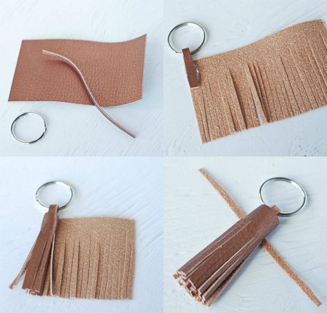 How to Make your Own Keychain Make Your Own Keychain, Box Bag Tutorial, Diy En Cuir, Leather Wallet Design, Hammered Silver Jewelry, Diy Leather Projects, Leather Key Case, Church Crafts, Diy Tassel