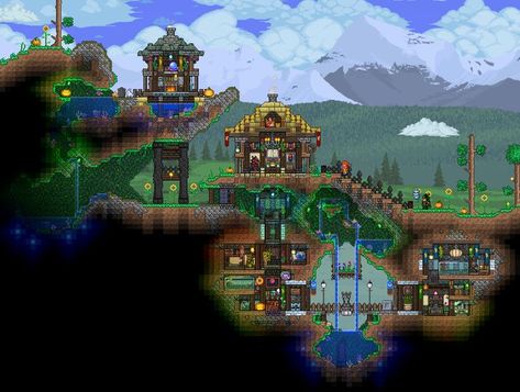 (not my build) found this online, wanted to save it for inpiration🌸 Terraria Tips, Terraria House Ideas, Terraria House Design, Building Games, Terraria, Armor Concept, Pretty House, Terrarium, Building A House