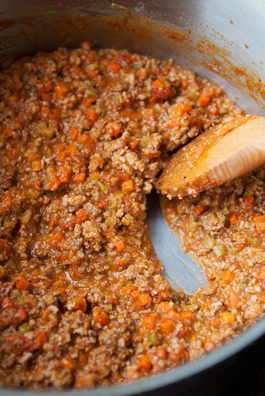 Bolognese Sauce - from Essentials of Classic Italian Cooking by Marcella Hazan Marcela Hazan Bolognese, Veal Bolognese Recipe, Veal Bolognese, Italian Bolognese, Bolognese Sauce Recipe, Marcella Hazan, Ragu Recipe, Veal Recipes, Wilted Spinach