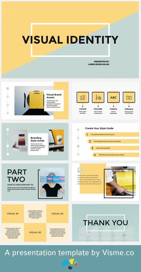Use this template to create your own presentation. Either for a visual identity or anything you like. Get inspired to create amazing slides in less than you think.  #presentations #templates #slides #slidedeck Slides Ideas Presentation, Visual Presentation Ideas, Powerpoint Design Free, Presentation Layout Ideas, Presentations Templates, What Is Fashion Designing, Mises En Page Design Graphique, Keynote Design, Visuell Identitet