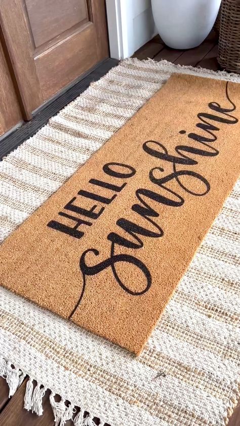 Layered Door Mats Outdoor, Patio Door Mat, Backyard Door Mat, Front Door Mats Outdoor, Back Door Mat Ideas, Outdoor Rug Under Door Mat, Outdoor Front Door Mat, Large Door Mat, Summer Doormat Ideas