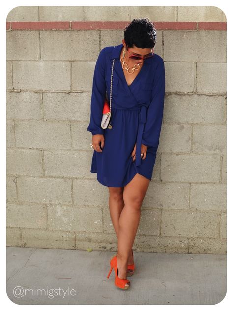 Fashion, Lifestyle, and DIY: Keepin It Classy: Navy Dress + Orange Heels Orange Heels Outfit, Orange Shoes Outfit, Navy Wedding Dress, Purple Dress Shoes, Navy Dress Outfits, Navy Dress Outfit Wedding, Navy Dress Outfit, Fedora Fashion, Maxi Dress Outfit Fall