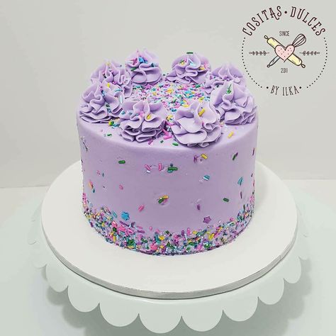 Purple Cake With Sprinkles, Purple Funfetti Cake, Purple Ice Cream Cake, Purple Kids Birthday Cake, Purple First Birthday Cake, Purple Birthday Cake For Girls Kids, Violet Cake Design, Cake For 11th Birthday Girl, Light Purple Birthday Cake