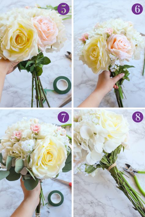 Silk Flower Bridesmaid Bouquet, Diy Wedding Bouquet Fake Flowers, Make Your Own Bridal Bouquet, Wedding Bouquet Fake Flowers, Silk Flower Bridal Bouquet, Blush Bouquet Wedding, Silk Flower Bouquet, Silk Bridal Bouquet, Diy Bridal Bouquet