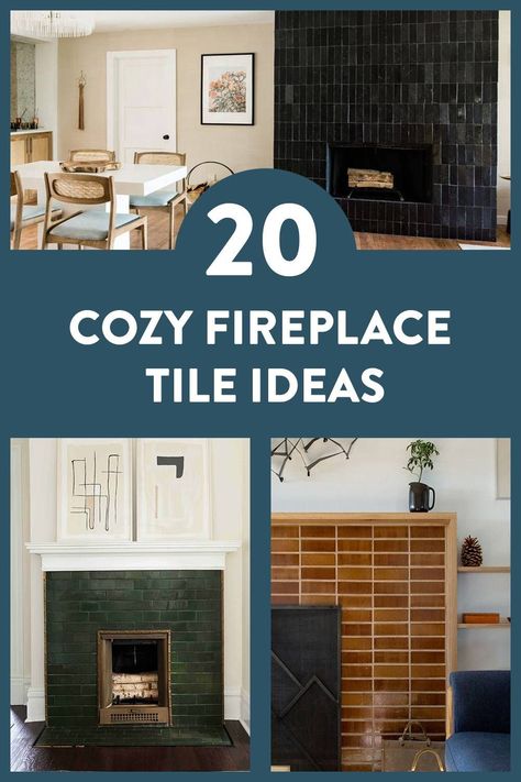 Tile On Floor In Front Of Fireplace, Mid Century Modern Fireplaces, Timeless Fireplace Design, Tiling A Fireplace, Tile Over Brick Fireplace, Herringbone Fireplace Tile, Fireplaces Makeover Modern, French Country Tile, Paint Fireplace Tile