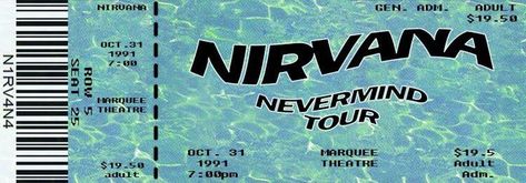 Nirvana Concert Ticket, Deftones Receipt, Deftones Stickers Printable, Nirvana Header, Nirvana Banner, Nirvana Concert, Grunge Png, Concert Ticket, Ticket Design