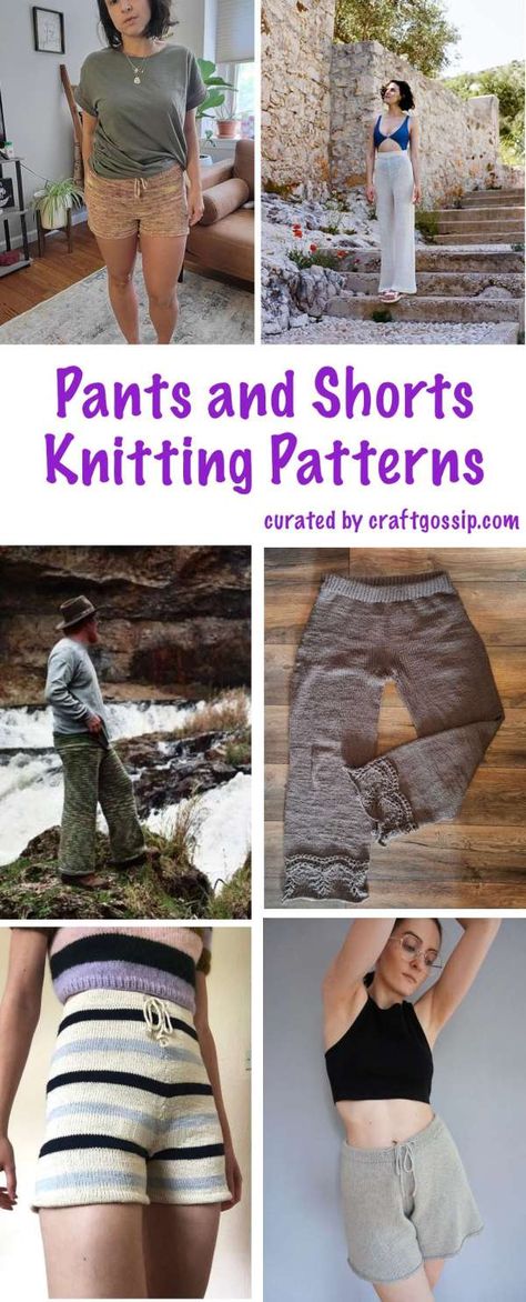 Knit Lounge Set Pattern, Knit Pants Pattern Free, Knitted Pants Pattern, Knit Shorts Pattern, Knit Pants Pattern, Knit Leggings Pattern, Pants Knitting Pattern, Diy Leggings, Pants Pattern Free