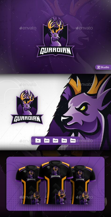 Deer Mascot E-Sports Logo Design E Sports Logo Design, Deer Logo Design, Logo For Sports, Sports Mascot, Deer Logo, Logo For Business, Sport Logo Design, Cartoon Mascot, Soccer Logo