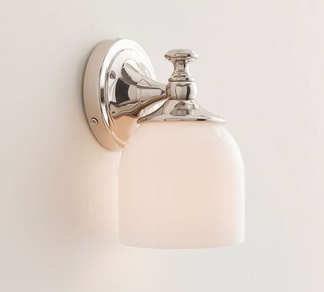 Mercer Sconce, Single, Set of 2, Chrome | Pottery Barn Pottery Barn Bathroom, Indoor Lighting Fixtures, Bathroom Sconces, Outdoor Sconces, Bathroom Light Fixtures, Pottery Barn Teen, Free Interior Design, Mirror Art, Vanity Lighting