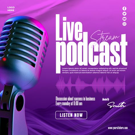 Podcast Creative Ads, Podcast Flyer Design, Podcast Announcement, Podcast Banner, Podcast Graphics, Podcast Poster, Podcast Template, Podcast Design, Web Design Creative