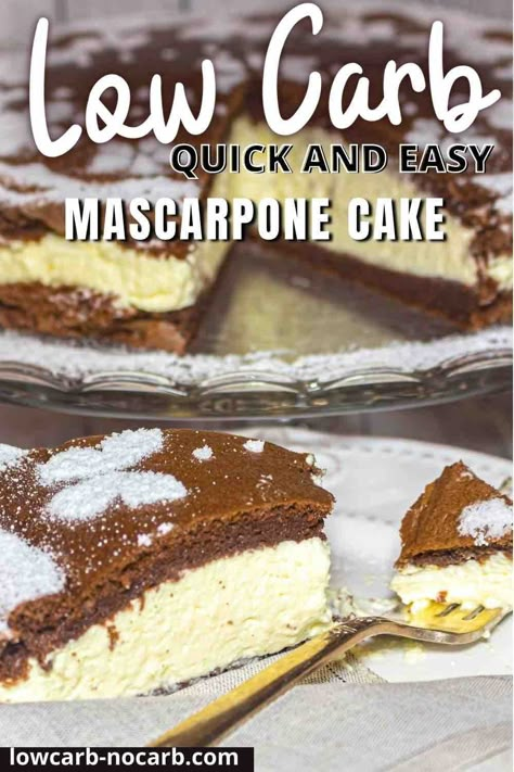 Low Carb Chocolate Mascarpone Cake Chocolate Mascarpone Cake, Sugar Free Cake Recipes, Mascarpone Whipped Cream, Chocolate Mascarpone, Mascarpone Cake, Keto Italian, Chocolate Chia Seed Pudding, Keto Cakes, Low Carb Ice Cream