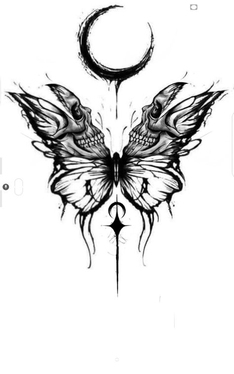 Evil Butterfly Drawing, Grungy Tattoos Women, Creepy Dragonfly Tattoo, Gothic Neck Tattoos Women, Dark Fairy Sketch, Feminine Neck Tattoos For Women, Dark Meaning Tattoos, Little Back Tattoos, Edgy Butterfly Tattoo