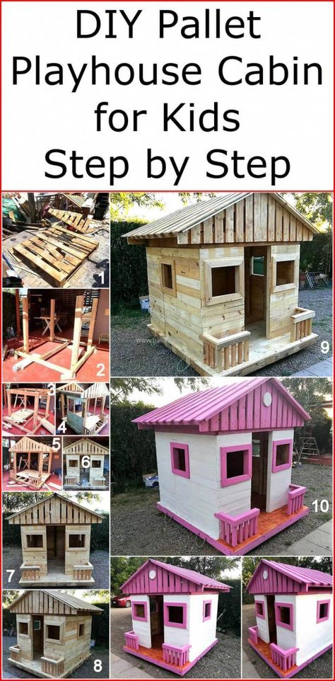 Diy Pallet Playhouse, Play Houses Diy, Pallet Playhouse, Diy Pallets, Garden Background, Pallet Projects Easy, Diy Playhouse, Build A Playhouse, Pallet House