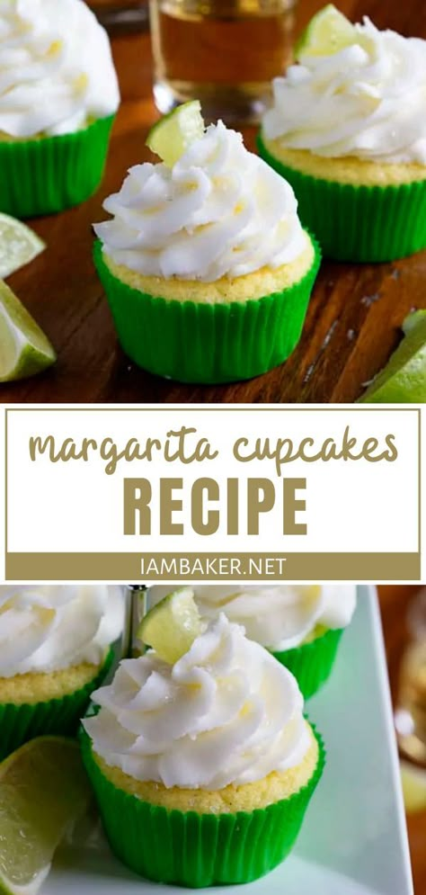 Adults will enjoy Margarita Cupcakes Recipe! A tequila and lime cupcake is pared with a deliciously sour and sweet buttercream for a fun and decadent dessert you can't resist. The perfect way to indulge in a sweet treat infused with liquor! Save this and try it! Tequila Infused Cupcakes, Liquor Cupcakes Ideas, Deserts With Liquor, Liquor Infused Desserts, Cupcakes With Pipettes, Cakes With Liquor, Liquor Infused Cupcakes, Boys Cupcakes, Liquor Cupcakes