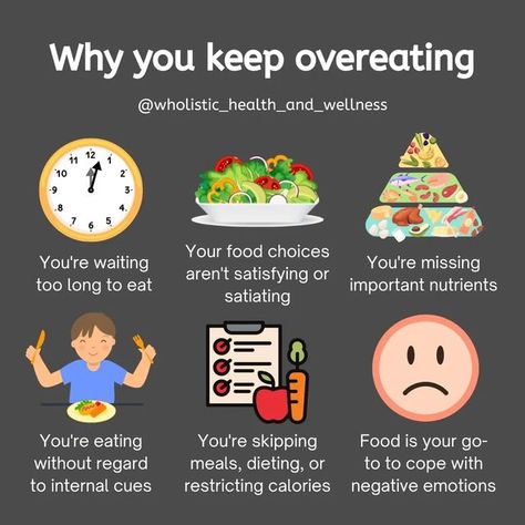 Intuitive Eating Nutritionist on Instagram: "We often think the answer to overeating is restricting, but this will only make the problem worse! In order to prevent constant overeating it's important to honor your hunger cues, eat a variety of foods, and eat foods that are both satisfying and satiating. . . . #intuitiveeatingcoach #intuitiveeatingvillage #intuitiveeating #allbodiesaregoodbodies #allfoodsfit #makepeacewithfood #intuitiveeatingjourney #intuitiveeater #foodfreedomcoach #foodfreedom Get Worse Diet, Eating This Order, Over Eating Remedies, Eating Recovery Meals, Over Eating, Hunger Cues, Bad Diet, Recovery Food, Anti Dieting