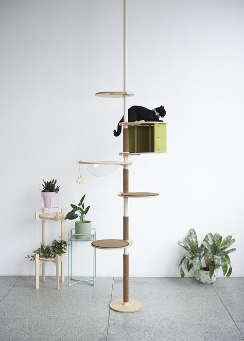 Woods for Cats Tok Tok cat tree tower reviews Cat Tree Floor To Ceiling, Floor To Ceiling Cat Tree, Tree Plan, Slanted Ceiling, Cat Scratchers, Cat Products, Carpet Padding, Cat Furniture Diy, Floor To Ceiling