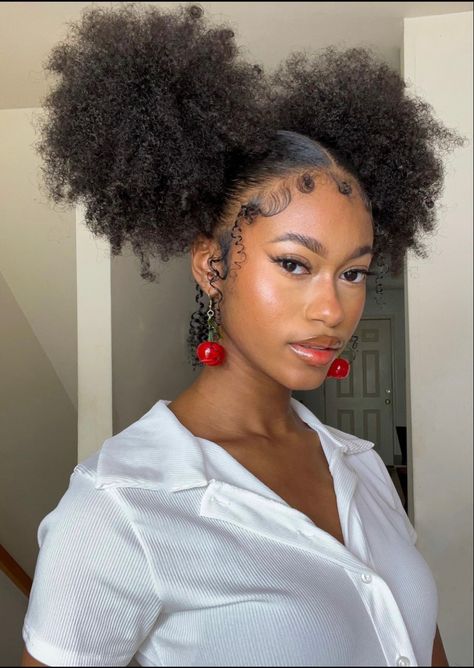 Brown Lipliner, Afro Puff Hairstyles, Puffy Hair, Cherry Girl, Hair Puff, Quick Natural Hair Styles, Lip Combo, Hair Inspiration Short, Protective Hairstyles Braids