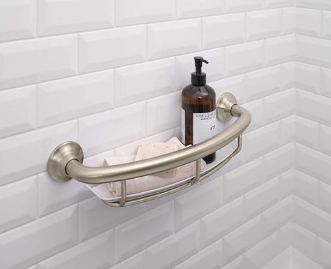 Accessible Bathroom Design, Shower Grab Bar, Ada Bathroom, Grab Bars In Bathroom, Timeless Bathroom, Accessible Bathroom, Home Building Tips, Bathroom Safety, Grab Bar