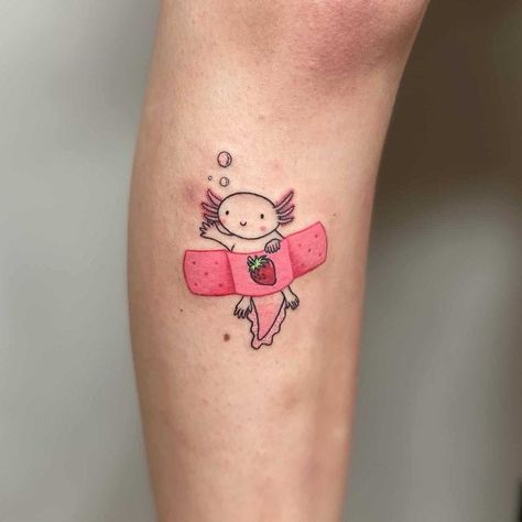 Cute Small Asthetic Tattoos, Axolotl Tattoo Ideas, Tattoo Mini Cute, Tiny Cute Tattoos, Cute Anime Tattoos, Cool Anime Tattoos, Simple Cute Tattoos, Kawaii Tattoo Ideas, Axolotl Tattoo