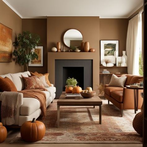 Autumn Living Room, Fall Lovers, Brown Couch, Design Journal, Crisp Air, Neutral Living Room, Refresh Your Home, Interior Design Mood Board, Village House