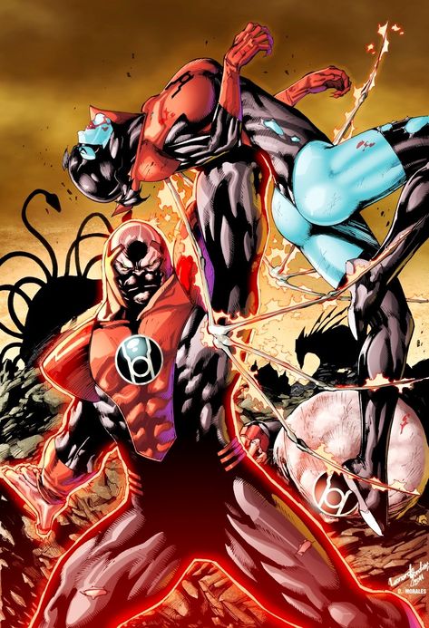 Red Lantern Bleez at the mercy of Atrocitus by Leonardo Gondim Red Lantern Corps, Red Lanterns, Green Lantern Hal Jordan, Lantern Corps, Green Lantern Corps, Dc Villains, Red Lantern, Dc Comics Characters, Blackest Night