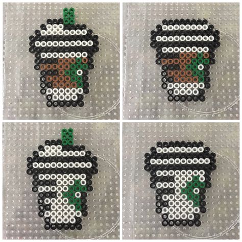 Perler/Hama Starbucks Cup of coffee Perler Bead Coffee Cup Pattern, Perler Bead Coffee Cup, Perler Starbucks, Coffee Perler Bead Patterns, Starbucks Perler Beads, Coffee Perler Beads, Hamma Beads Ideas, Easy Perler Bead Patterns, Pixel Beads