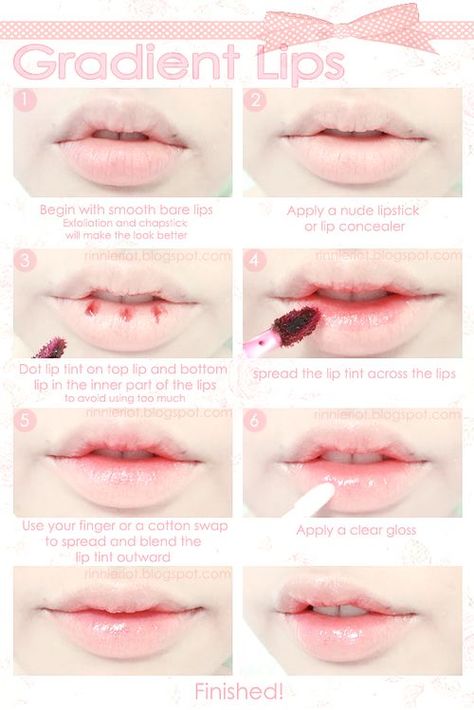 This got 22,000+ notes on it… but it’s my tutorialand no one linked it to my blog T . T Makeup Bibir, Makeup Ala Korea, Makeup Asia, Makeup Kawaii, Gradient Lips, Gyaru Makeup, Lip Trends, Lip Tutorial, Kawaii Makeup