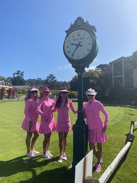 The Pebble Beach Pilgrimage: What to Wear - Fore Ladies - Golf Dresses and Clothes, Tennis Skirts and Outfits, and Fashionable Activewear Pebble Beach Outfit, Pebble Beach Golf Course, Fashionable Activewear, Matching Hats, Beach Golf, Golf Trip, Coordinating Outfits, Golf Dresses, Tennis Skirts