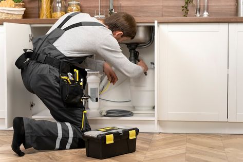 Free photo service maintenance worker re... | Free Photo #Freepik #freephoto #maintenance-worker #repair-man #repair #profession Dishwasher Drain Hose, Sewer Line Repair, Plumbing Companies, Residential Plumbing, Commercial Plumbing, Plumbing Emergency, Plumbing Problems, Leak Repair, Diy Plumbing