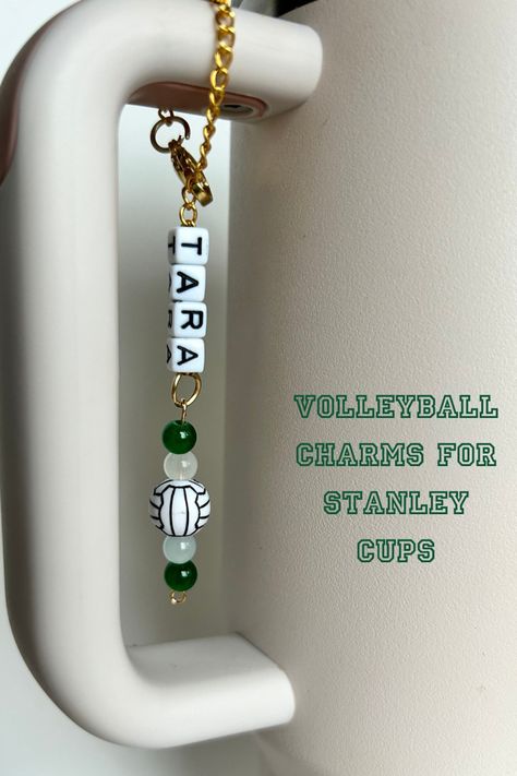 Stanley Cup Volleyball Charm Sports Team Gift Stanley Cup Charm for Teens Volleyball Player Water Bottle Accessory Volleyball Mom Charm - Etsy Volleyball Accessories Diy, Volleyball Team Gifts Diy, Gifts For Volleyball Team, Volleyball Swag Bag Ideas, Diy Stanley Cup Charm, Volleyball Crafts For Team, Volleyball Treats Team Gifts, Volleyball Team Gift Ideas, Senior Gift Ideas Sports