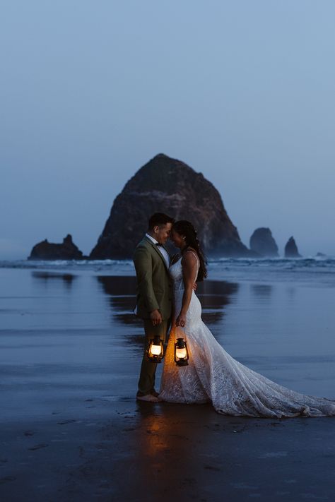 Beach Cliff Wedding Ceremony, Cannon Beach Oregon Wedding, Most Beautiful Places To Elope, Private Elopement Ceremony, Capella By The Sea Oregon, Cannon Beach Oregon Elopement, Canon Beach Elopement, Elopement Ideas Beach, Cannon Beach Elopement