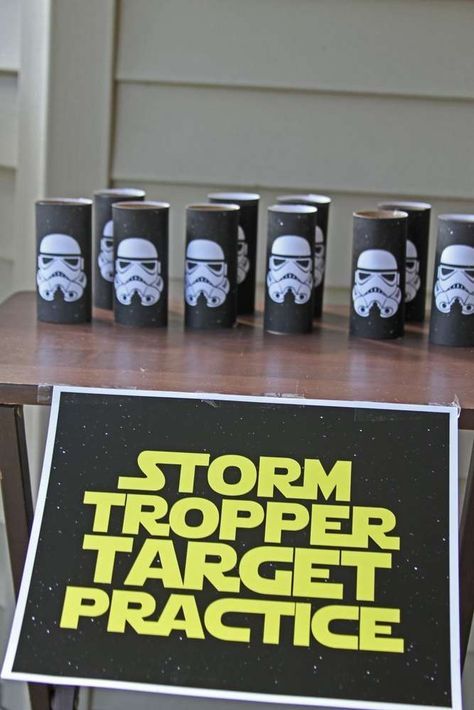 Star Wars Party Activity, Star Wars Fifth Birthday, Star Wars Party For Kids, Star Wars Birthday Activities, Star Wars Sixth Birthday, Mandalorian Birthday Party Decorations, Mandalorian Theme Party, May The Fourth Party, Star Wars Party Ideas Kids