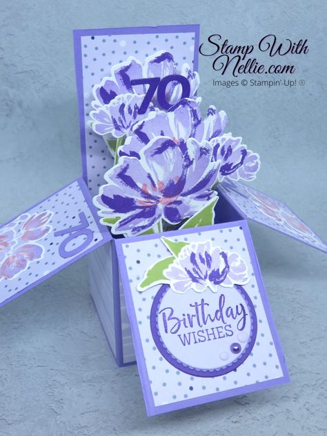 Stampin Up Pop Up Cards, Stampin Up Birthday Cards For Women, Box Pop Up Cards, Pop Up Boxes, Explosion Cards, Box Cards Tutorial, 3d Birthday Card, Exploding Box Card, Special Birthday Cards