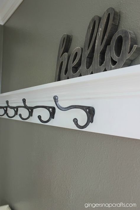 DIY entry way shelf #shelf #coatrack House Staging, Entry Storage, Woodworking Craft, Diy Coat Rack, Diy Shelf, Diy Coat, Foyer Ideas, Entry Ideas, Coat Rack Shelf