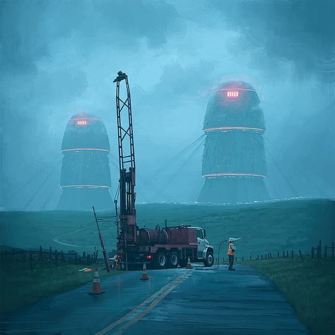 artwork, Simon Stålenhag HD wallpaper Simon Stalenhag, Beyond The Horizon, No Man's Sky, Arte Cyberpunk, Science Fiction Art, Futuristic Technology, Environment Concept Art, Dieselpunk, Sci Fi Fantasy