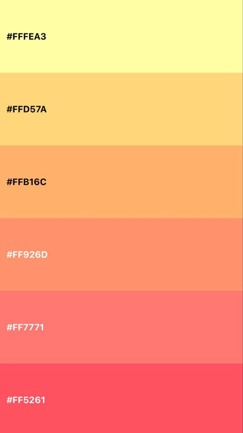 Soft Orange Color Palette, Glow Color Palette, Bright Pastel Colour Palette, Pastel Orange Palette, Pink Orange Yellow Color Palette, Warm Bright Color Palette, Golden Hour Color Palette, Warm Colors Palette, Canva Color Palette Codes Orange