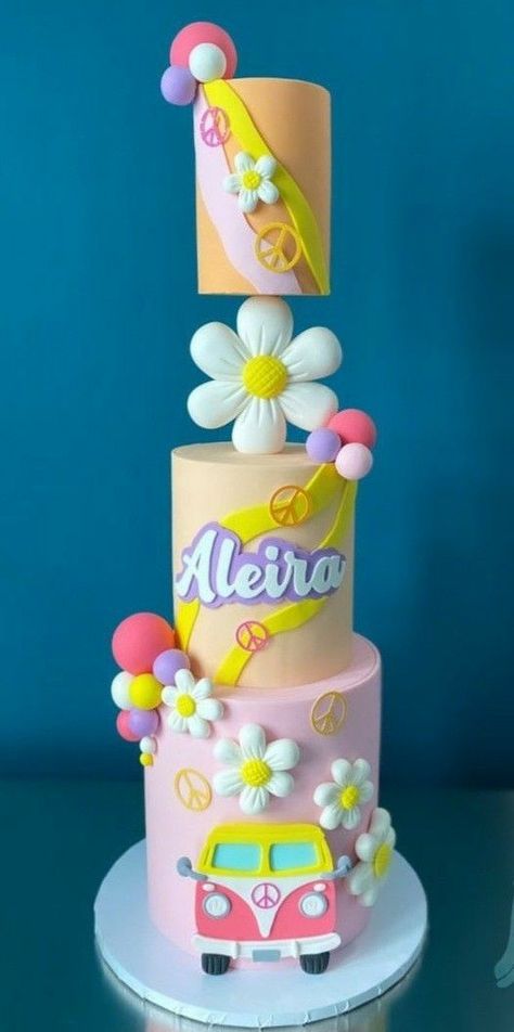 Kids birthday cake ideas, cute cakes, 1st birthday cake ideas, 5th birthday cake ideas, cake decorating, cake decor, birthday cake ideas Too Groovy Cake, Groovy 3rd Birthday Cake, Hippie Cake Ideas, 70s Birthday Cake, Hippie Birthday Cake, Hippy Cake, Groovy Cake Ideas, Groovy Birthday Cake, 1st Birthday Cake Ideas