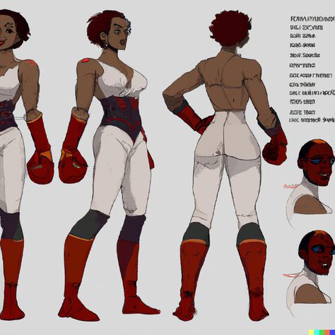 “a comic book character sheet for a female african boxer, digital art”

Leona × DALL·E
Human & AI Book Character Sheet, Boxer Character Design, Female Boxer, Female Boxers, Book Character, Character Sheet, Comic Book Characters, Creative Space, Comic Book