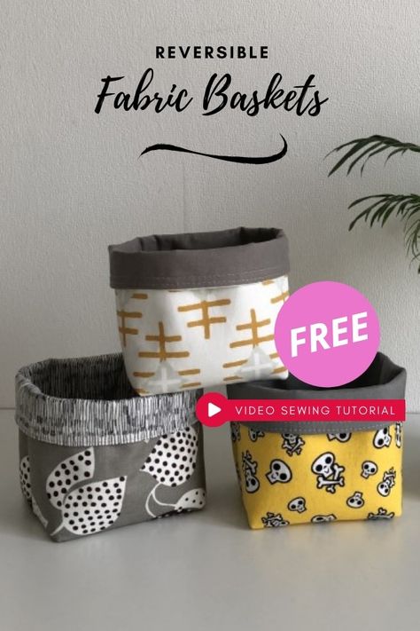 Fabric Basket Tutorial Free Pattern, Sew A Basket, Sewing Basket Pattern, Fabric Things To Make And Sell, Sew Fabric Basket, Free Fabric Basket Pattern, Small Fabric Scraps Ideas, Sewn Baskets, Fabric Basket Pattern