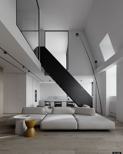 Minimal Loft, Walls Design, Japandi Living, Latest Living Room Designs, Interior Minimalista, House Arch Design, Interior Stairs, Modern Houses Interior, Minimalism Interior