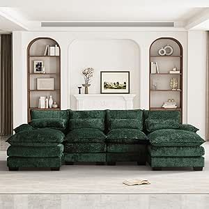 Emerald Green Living Room, Bright Sofa, Oversized Sectional Sofa, Sofa Cloud, Green Sofa Living Room, Cloud Couch, Couch For Living Room, U Shaped Sectional Sofa, Living Room Furniture Styles