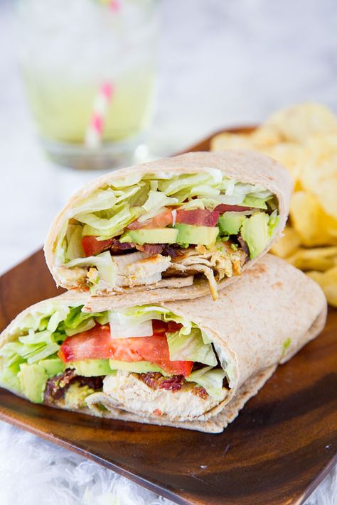 Chicken Club Wrap Recipe - turn a classic chicken club sandwich into an easy chicken wrap for any day of the week. Great to take to work, make for dinner, picnics, or just about anything Chicken Club Wrap, Chicken Club Sandwich, Lunches For Work, Club Wrap, Club Sandwich Chicken, Southwestern Chicken, Chicken Salad Wrap, Healthy Lunches For Work, Chicken Club