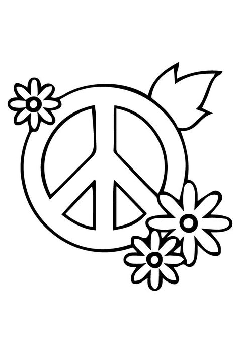 Top 25 Peace Sign Coloring Pages Your Toddler Will Love Peace Sign Images, Peace Sign Drawing, Paz Hippie, Sign Flowers, Printable Flower Coloring Pages, Peace Sign Art, Flowers Coloring, Pattern Coloring Pages, Rock Painting Patterns