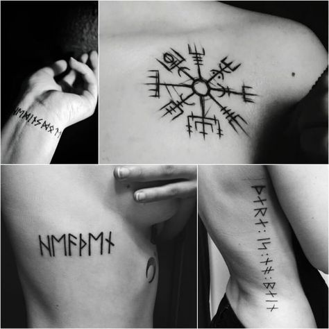 Wikinger Symbole, nordische Runen und ihre Bedeutung als Tattoos Vegvisir Tattoo Women, Tattoos Alphabet, Nordic Alphabet, Runes Tattoo, Tattoo Alphabet, Traditional Viking Tattoos, Viking Rune Tattoo, Scandinavian Tattoo, Viking Tattoo Symbol